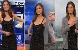 女主播吊带掉落不知,女主播吊带掉落瞬间，网友热议